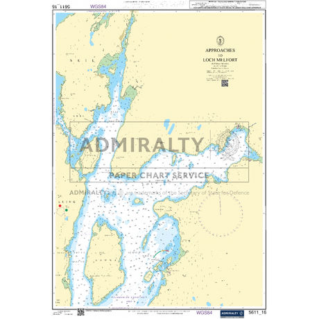 The Admiralty Small Craft Charts - 5611 - West Coast of Scotland, branded by Admiralty, features a nautical map titled "Approaches to Loch Melfort." This detailed chart depicts waterways and surrounding coastal areas, including navigational aids, depth measurements, and a compass rose. Prominent islands and landmarks are clearly labeled for expert coastal navigation, produced by the renowned ADMIRALTY Chart Service.