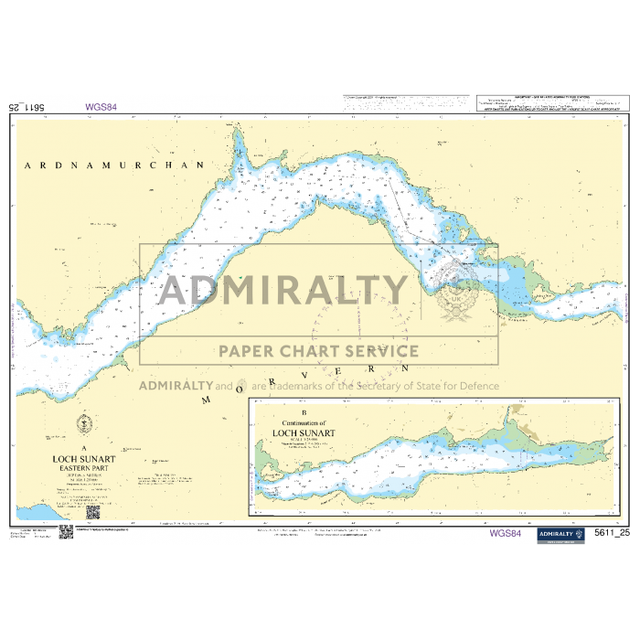 This Admiralty Small Craft Chart 5611_25, created by the UK Hydrographic Office, provides a detailed depiction of the Ardnamurchan peninsula's coastline, water depths, and essential navigational information. It includes insets of Loch Sunart and highlights crucial navigation aids for safe passage.