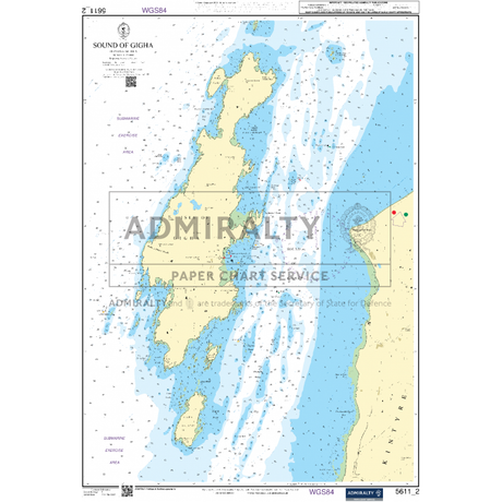 The Admiralty Small Craft Chart 5611_2: Sound of Gigha, created by Admiralty, provides a detailed depiction of the Sound of Gigha, including accurate coastlines and navigation aids. It features depth contours and maritime symbols, with nearby landmasses and bodies of water clearly labeled to improve navigational precision.