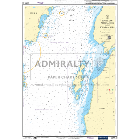 A nautical chart titled "Admiralty Small Craft Charts - 5611 - West Coast of Scotland" depicting the coastal and marine areas between the Isle of Jura and adjacent landmasses. This Admiralty chart includes bathymetric contours, navigational details, and landmarks essential for maritime navigation.