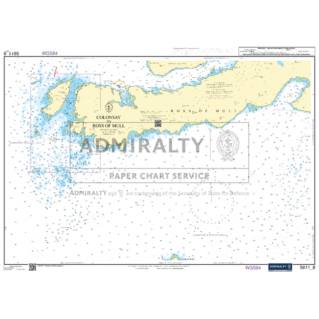 The "Admiralty Small Craft Chart 5611_8: Colonsay to Ross of Mull" from Admiralty provides mariners with a detailed illustration of the islands, complete with navigation aids and sea depth markings, offering valuable insights from the UK Hydrographic Office for safe navigation.