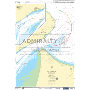The Admiralty Small Craft Chart 5612_22: Lough Foyle Entrance displays navigational routes, water depths, and coastline features. Insets offer additional map details near Moville. It is marked with coordinates and tidal information from the UK Hydrographic Office and labeled under the Admiralty brand.