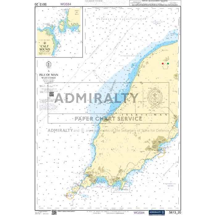 A nautical chart titled "Admiralty Small Craft Charts - 5613 - Irish Sea, East Part and Isle of Man" published by Admiralty. This UKHO chart features detailed marine information, including depths, coastal features, and navigation aids around the Isle of Man. As part of the ADMIRALTY Small Craft Charts series, it includes several annotations and maritime symbols.