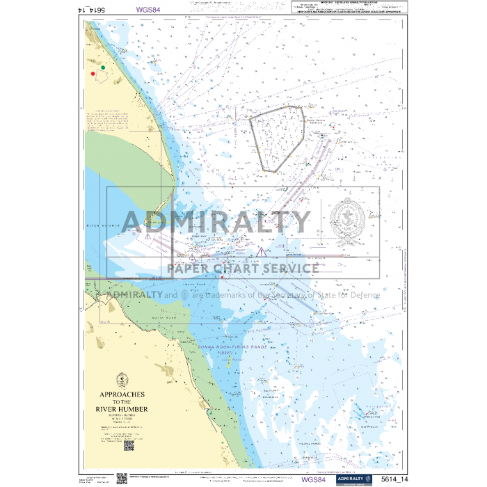 A nautical chart titled "Admiralty Small Craft Charts - 5614 - East Coast, Orford Ness to Whitby" by Admiralty. It illustrates sea depths, navigation routes, buoys, and coastal landmarks along the East Coast from Orford Ness to Whitby. This ADMIRALTY Small Craft Chart includes detailed maritime information for safe coastal navigation in this area.