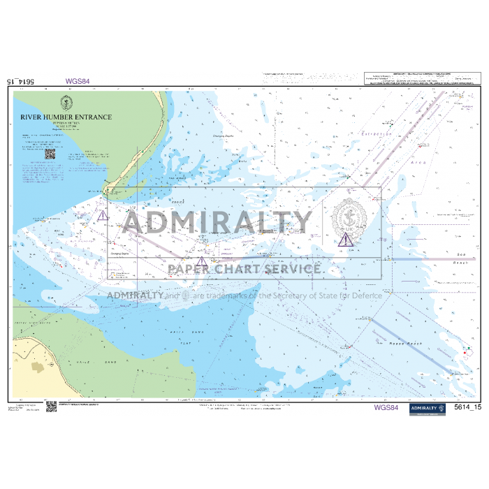 An Admiralty Small Craft Chart titled "5614 - East Coast, Orford Ness to Whitby" provides comprehensive maritime navigation information, including water depths, aids, and coastal features essential for maritime safety. Produced by Admiralty and labeled "5614," this chart integrates coordinates and various other critical navigation symbols for coastal navigation.