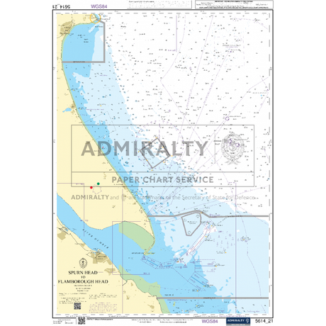 The Admiralty Small Craft Chart - 5614 - East Coast, Orford Ness to Whitby provides detailed coastal and marine information for the Spurn Head and Flamborough Head areas, making it essential for coastal navigation. This chart includes navigational aids, depth contours, landmarks, and shipping routes. The ADMIRALTY Small Craft Charts watermark is prominently displayed at the center along with other relevant chart markings.