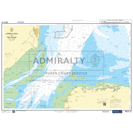 The Admiralty Small Craft Chart - 5614 - East Coast, Orford Ness to Whitby is a nautical map from Admiralty detailing coastal areas of the UK. Essential for coastal navigation, it includes depth measurements, navigational aids, and marked shipping routes. This chart is predominantly blue and green with various maritime symbols and annotations.