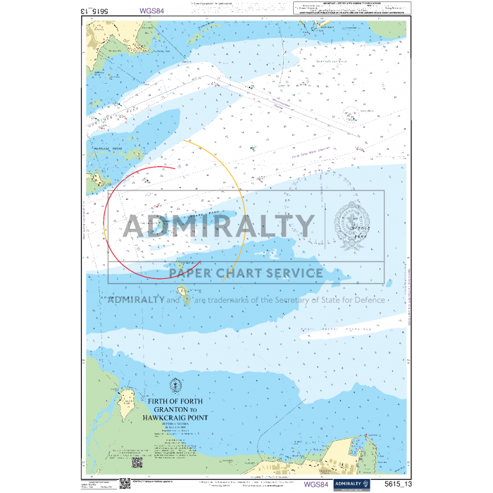 The Admiralty Small Craft Chart 5615_13: Firth of Forth - Granton to Hawkcraig Point includes navigational details, depth markings, and coastal features. It showcases various maritime symbols and navigation aids from the UK Hydrographic Office, marked by the Admiralty brand.