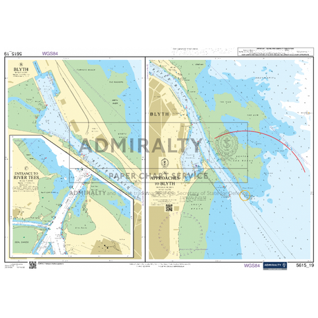 This Admiralty Small Craft Chart - 5615 covers the East Coast from Whitby to Edinburgh, including detailed depictions of the River Tyne's entrance and the approach to Blyth port. The chart features navigational markers, depth measurements, and coastal landmarks along England’s northeastern coastline. Please note that it is marked as not for use in navigation.