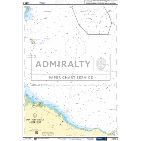 Admiralty Small Craft Chart 5615_9, titled "Saint Abb's Head to Fife Ness," by Admiralty offers detailed information on coastal areas, sea depths, and navigational details. This chart from the UK Hydrographic Office includes grid markings, scale information, and essential navigation aids.