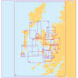 The Admiralty Small Craft Charts - 5616 - West Coast of Scotland and Outer Hebrides from Admiralty is a detailed navigation map featuring orange landmasses set against a light blue water background. It is segmented into numbered, overlapping magenta rectangles that cover various areas of the landmasses. The edges are delineated by a larger magenta border, making it ideal for maritime experts navigating with Small Craft charts.