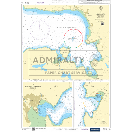 The Admiralty Small Craft Charts - 5616 covering the West Coast of Scotland and Outer Hebrides, from the renowned Admiralty brand, is an excellent resource for coastal navigation in Gairloch. It features detailed markings of water depths, navigational hazards, and coastal features. Additionally, inset maps at the bottom provide specific details of P'Ortie Harbour and a portion of the Gairloch area.