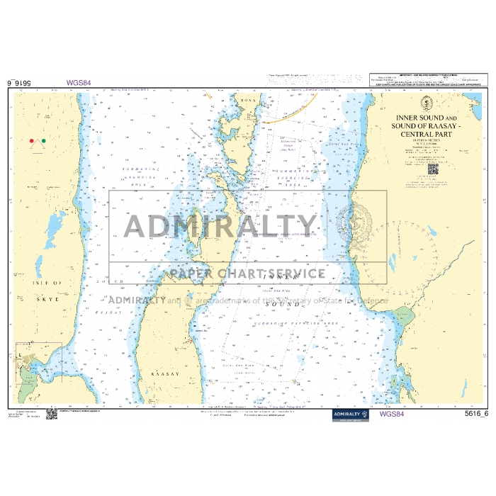 The Admiralty Small Craft Charts - 5616, titled "West Coast of Scotland and Outer Hebrides," illustrates detailed maritime navigation information for coastal navigation. It includes water depths, navigational aids, landmarks, and coastal features. The chart features a grid with coordinates and various annotations for safe navigation by maritime experts.