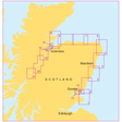 The Admiralty Small Craft Charts - 5617 - East Coast of Scotland by Admiralty highlights major cities such as Inverness, Aberdeen, Dundee, and Edinburgh. It features a numbered grid overlay for detailed geographical reference and includes coastal navigation details to ensure maritime safety.