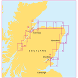 The Admiralty Small Craft Charts - 5617 - East Coast of Scotland by Admiralty highlights major cities such as Inverness, Aberdeen, Dundee, and Edinburgh. It features a numbered grid overlay for detailed geographical reference and includes coastal navigation details to ensure maritime safety.