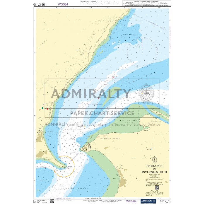 The Admiralty Small Craft Charts - 5617 - East Coast of Scotland from the Admiralty brand is a nautical chart that provides detailed coastal outlines, depth contours, navigational markers, and essential maritime information for safe coastal navigation around the Inverness Firth area.