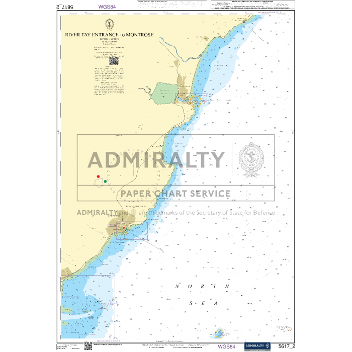 The Admiralty Small Craft Chart 5617_2: River Tay Entrance to Montrose by Admiralty depicts maritime navigation details such as coastal regions, sea depths, and navigational specifics along the northeastern coast of Scotland.