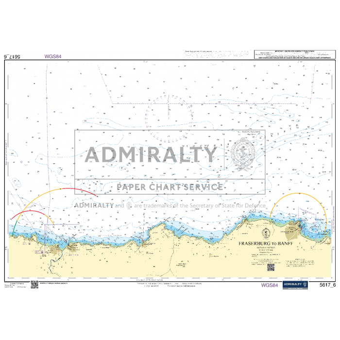 A nautical chart titled "Admiralty Small Craft Charts - 5617 - East Coast of Scotland" from Admiralty. The map illustrates coastal details including depths, landmarks, and navigational aids crucial for coastal navigation and maritime safety. The coastline is highlighted in yellow with blue representing the sea.