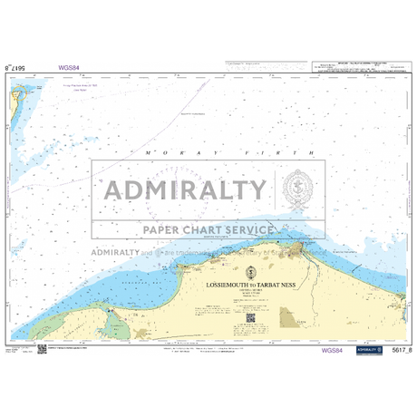 A nautical chart titled "Admiralty Small Craft Charts - 5617 - East Coast of Scotland" by Admiralty. Designed for coastal navigation, it displays the sea and coastal area detailing depths, navigation aids, and geography from Lossiemouth to Tarbat Ness. Includes various maritime symbols for maritime safety.