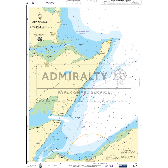 Title: "Approaches to Inverness Firth" by Admiralty, this chart from the UK Hydrographic Office is part of the Admiralty Small Craft Charts collection. It provides detailed information on water depths, navigational routes, and landmarks, along with labels, a compass rose, and grid lines for safe navigation.