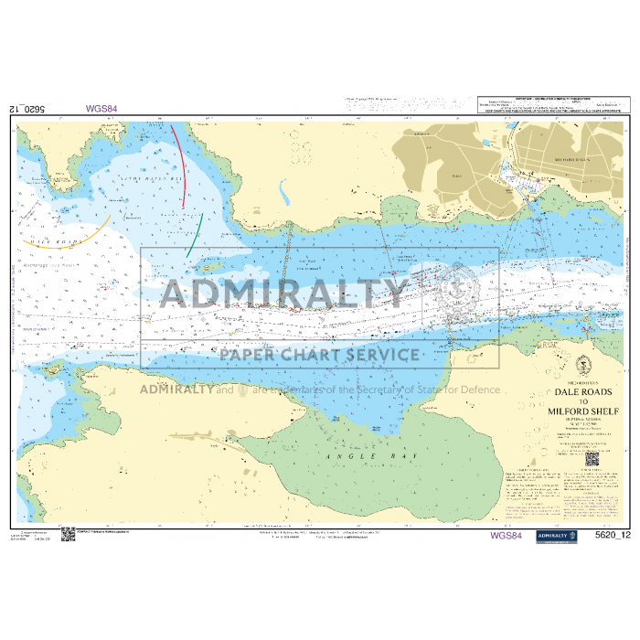 Admiralty Small Craft Charts - 5620 - South West Wales is ideal for coastal navigation in the Dale Roads and Milford Shelf area. It displays water depths, coastal features, and navigation markers. This Admiralty chart, titled "Admiralty Paper Chart Service" and featuring a logo, includes a small map inset in the upper right corner.