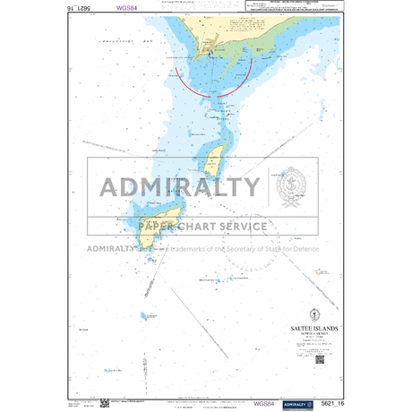 A nautical chart from the Admiralty Small Craft Charts series (5621) featuring the Saltee Islands and surrounding waters of Ireland's East Coast. It provides detailed navigational aids, depths, and coastal features to support optimal coastal navigation. Included are a scale, compass, and geographical coordinates. The map prominently displays "Admiralty Paper Chart Service" across the center.