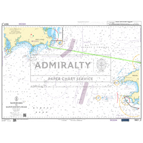 The Admiralty Small Craft Chart 5621_2: Waterford to Saint David's Head provides coastal outlines, navigational markers, and depth indicators. Produced by the UK Hydrographic Office for the Admiralty brand, it features tidal information for Ireland and the UK, alongside various maritime details.