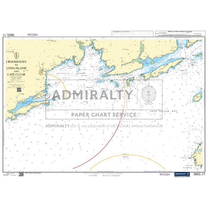 The Admiralty Small Craft Chart 5623_11: Crookhaven to Long Island and Cape Clear offers current navigation aids with precise water depths and land contours, featuring the "Admiralty" and "Paper Chart Service" watermarks.