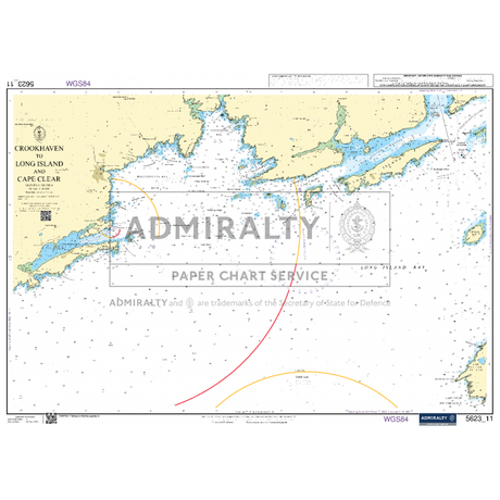 The Admiralty Small Craft Chart 5623_11: Crookhaven to Long Island and Cape Clear offers current navigation aids with precise water depths and land contours, featuring the "Admiralty" and "Paper Chart Service" watermarks.