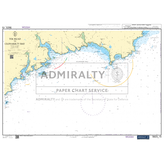 Admiralty Small Craft Chart 5623_15: Toe Head to Clonakilty Bay, by Admiralty, offers coastal outlines, depth markings, and navigational details. This chart includes informational text and a compass rose to ensure up-to-date navigation.