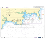 A nautical chart titled "Admiralty Small Craft Charts - 5623 - South West Coast of Ireland" portrays coastal regions in yellow, with sea areas in blue and white, featuring various navigational markers. The brand name "ADMIRALTY" is centrally overlaid. This chart includes depth measurements and coordinates, making it ideal for small craft navigation along the coast.