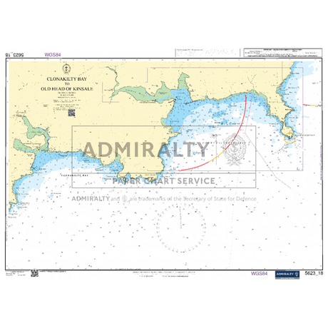 The Admiralty Small Craft Chart 5623_18: Clonakilty Bay to Old Head of Kinsale, offered by the Admiralty brand, showcases coastal outlines, depth markings, and navigation aids. Created by the UK Hydrographic Office, it contains detailed geographic and maritime information.