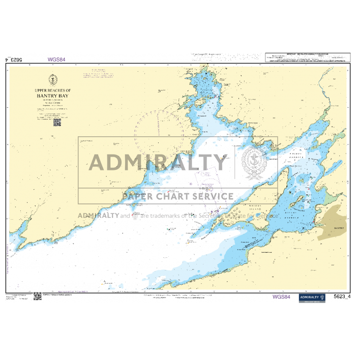 Admiralty Small Craft Charts - 5623 - South West Coast of Ireland, showcasing coastal navigation features, water depths, and navigation aids. The chart includes scale information and coordinate grids. Labels and ADMIRALTY markings are prominently displayed for precise coastal navigation.