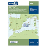 The Imray Chart M3 | Islas Baleares by Imray covers the M3 region, including Formentera, Ibiza, Mallorca, Menorca, and Cabrera. This May 2023 edition features coastal outlines, water depths, navigational markers, and harbors on durable Pretex paper.