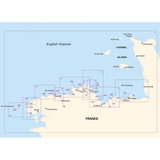 The Imray Chart Pack 2510 | North Brittany by Imray features a map of the northern coast of France and the Channel Islands in the English Channel. It highlights various coastal towns and landmarks such as Morlaix, Paimpol, Cherbourg, and St-Malo. Additionally, the map includes several sectors with numbered grids for navigational reference.