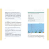 A book spread from *The Complete Day Skipper* by Adlard Coles features navigation content. The left page discusses tides and calculating heights between high and low water, while the right page includes an example calculation with a diagram illustrating tidal changes and height measurements, making it ideal for sailing instructors or those looking to improve their yacht handling skills.