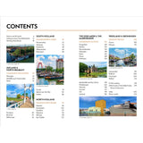 Table of contents for Adlard Coles Shore Guide: The Netherlands by Adlard Coles, highlighting regions, cities, and topics. Each section features small photos of scenic towns, canals, boats, and Dutch waterways highlights.