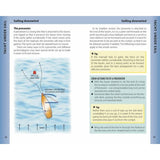 The Reeds Crew Handbook includes a beginner sailing guide titled "Sailing Downwind," featuring diagrams of a sailboat with a preventer, tips highlighted in yellow boxes, and detailed instructions on mast attachment and adjustment to help prevent accidental jibes.