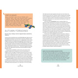 A Year on the River by Adlard Coles showcases autumn towpath foraging with seasonal produce, tips for gathering berries and nuts, and a recipe for hazelnut butter, complemented by imagery of leaves and berries on cream and blue backgrounds.