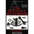 The cover of "The Sextant Handbook" by International Marine Publishing Co shows a person with a sextant, detailed parts images, and explores adjustment, repair, maritime usage, and the historical evolution of sextants.