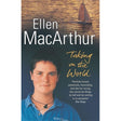 Book cover for "Taking on the World" by Ellen MacArthur from Penguin Books, features her portrait in a blue Kingfisher shirt against a sunset-lit sea with her Vendée Globe sailboat, plus a review quote from The Times.