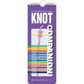 The "Knot Companion" by Fernhurst Books is a purple guide featuring a pink knot illustration and a colorful knot-tying list, with the Fernhurst Books logo at the bottom.