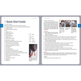 The Powerboating Quick Start Guide by Fernhurst Books features a page with pre-start check icons (fuel, oil, water, electrics, propeller) and another with step-by-step launch, recovery, and ramp safety photos.