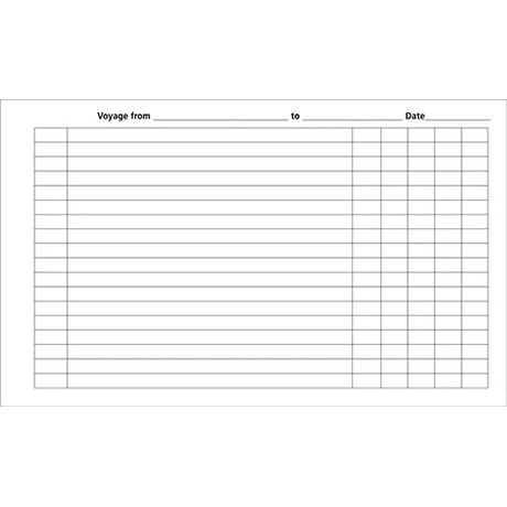 Imray Navigator's Log Book Refill features blank log sheets with rows and columns labeled "Voyage from ______ to ______ Date ______" at the top, ideal for recording voyage details as navigator’s log book refill pages.