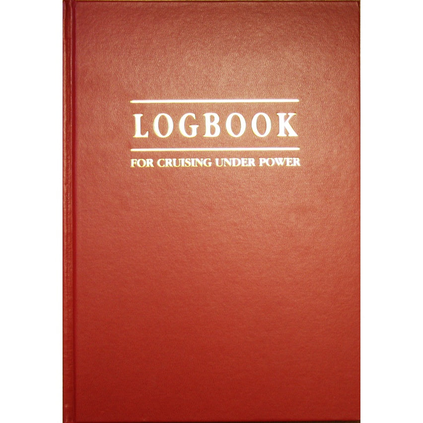 The Fernhurst Books Logbook For Cruising Under Power is a red hardcover logbook titled in white capitals—ideal for recording your powerboat journeys or using as a detailed boat engine log.