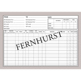 The Logbook For Cruising Under Power by Fernhurst Books features a yacht log page with sections for date, weather, departure/arrival ports, engine hours, fuel, course, speed, ETA, and remarks. "FERNHURST" is stamped diagonally across the page.