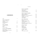 Table of contents from "Amazing Surfing Stories" by Fernhurst Books, listing parts like "Going to Extremes," "Gonzo Interlude," and "Worldwide Waves"—epic tales of legendary surfers and monster waves with page numbers.