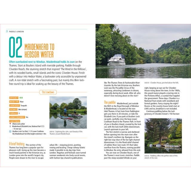 Adlard Coles' Paddle London showcases paddleboarding from Maidenhead to Hedsor Water on the Thames, with photos of river life and lush scenery—an inspiring guide for exploring London’s waterways.