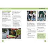 Adlard Coles' The Liveaboard Guide features a detailed page on buying a boat, covering types, pros and cons, info boxes, and photos of narrowboats like "The Wren," with images of exteriors and interiors—ideal for liveaboard living.