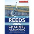 A sailboat glides on blue water near white cliffs under a clear sky. Text: "Reeds Channel Almanac 2026"—your trusted Reeds guide for English Channel cruising and navigation. Red banner: PDF ebook at reedssalmanac.co.uk.